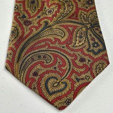 VTG Tommy Hilfiger Red Blue Paisley Italian Imported Silk Tie 57" Made In USA