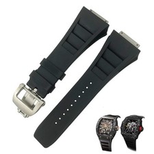 Black Rubber Strap For Genuine Richard Mille Rm011, 030, 035, 055
