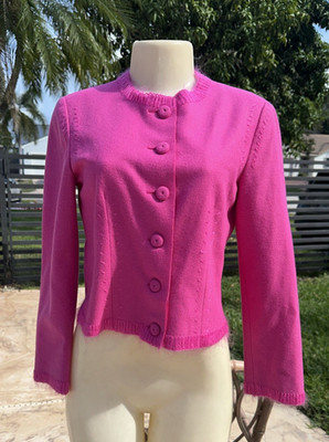 MOSCHINO CHEAP CHIC HOT PINK WOOL BUTTON FRONT CASUAL JACKET Sz 6 MADE IN ITALY