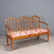 Canapé Néoclassique Ancien Érable Tissu Italie XIXe Siècle Original