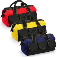 13 Inch Tool Bag, Wide Mouth Tool Tote Bag with Waterproof Base, Heavy Duty