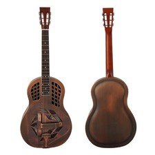 Aiersi Matte Red Rust Tricone Resonator Guitar with Hard Case