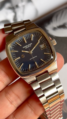 Vintage Favre leuba daymatic TV shape integrated bracelet