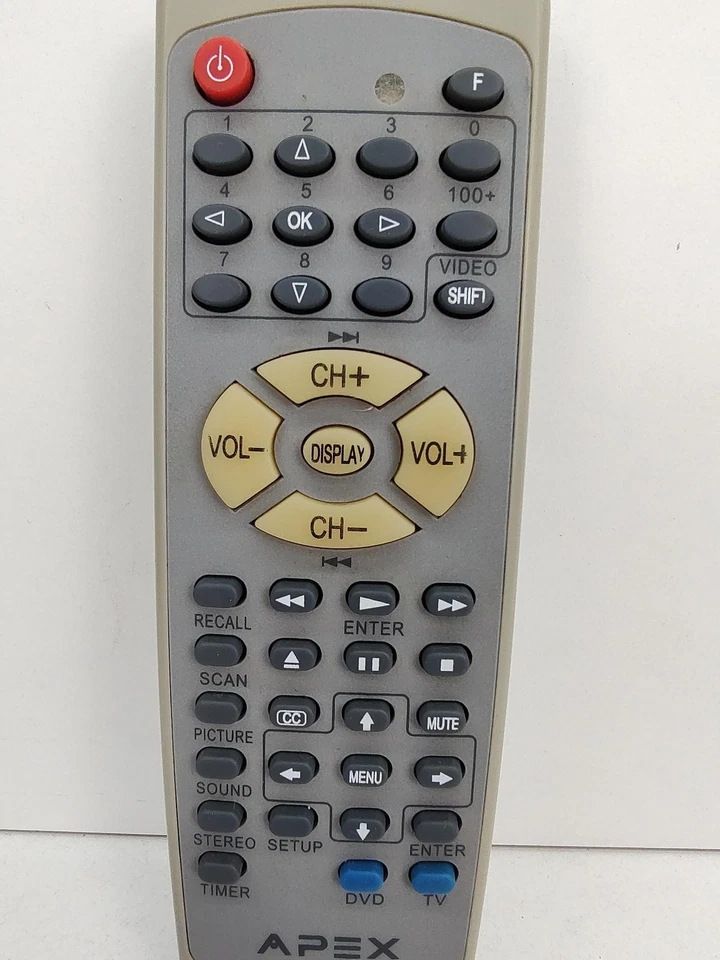 APEX Original OEM UK1A DVD TV Remote Control Replacement Gray Beige Infrared IR - Image 3 of 4