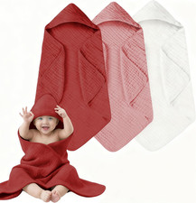 3-Pack Hooded Baby Towels for Newborn 100 Cotton Soft Babies Blanket Toddler an