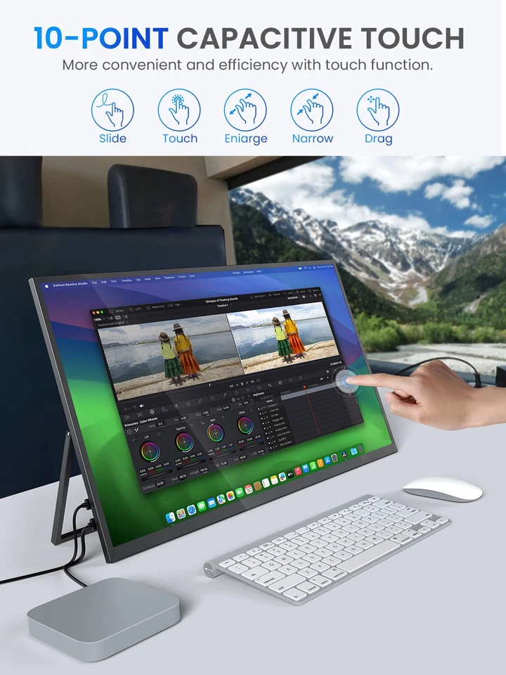 22 Inch 2K Portable Monitor HDMI USB C Touchscreen Monitor 2560x1440 PC Screen - Image 3 of 4