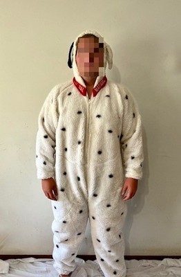 Vintage 101 DALMATION Plush Adult Costume - Disney Catalog - Lg Hooded Jumpsuit