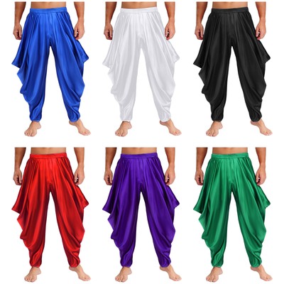 Mens Pants Holiday Bottomwear Dance Trousers Harem Costume Carnival Clubwear
