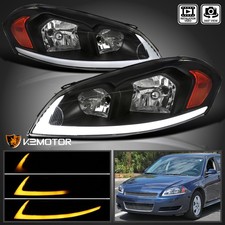 Fits Black 2006-2013 Chevy Impala Monte Carlo Headlights Switchback Led Signal