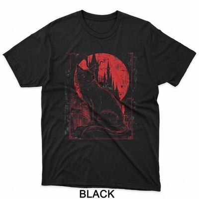 T-shirt Unisexe Vintage Art Gothique Chat - Motifs Mystiques, Plusieurs Tailles S à 3XL