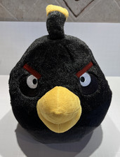 Angry Birds 2010 Bomb Black Bird Soft Stuffed Plush Toy 8" Black Yellow Beak