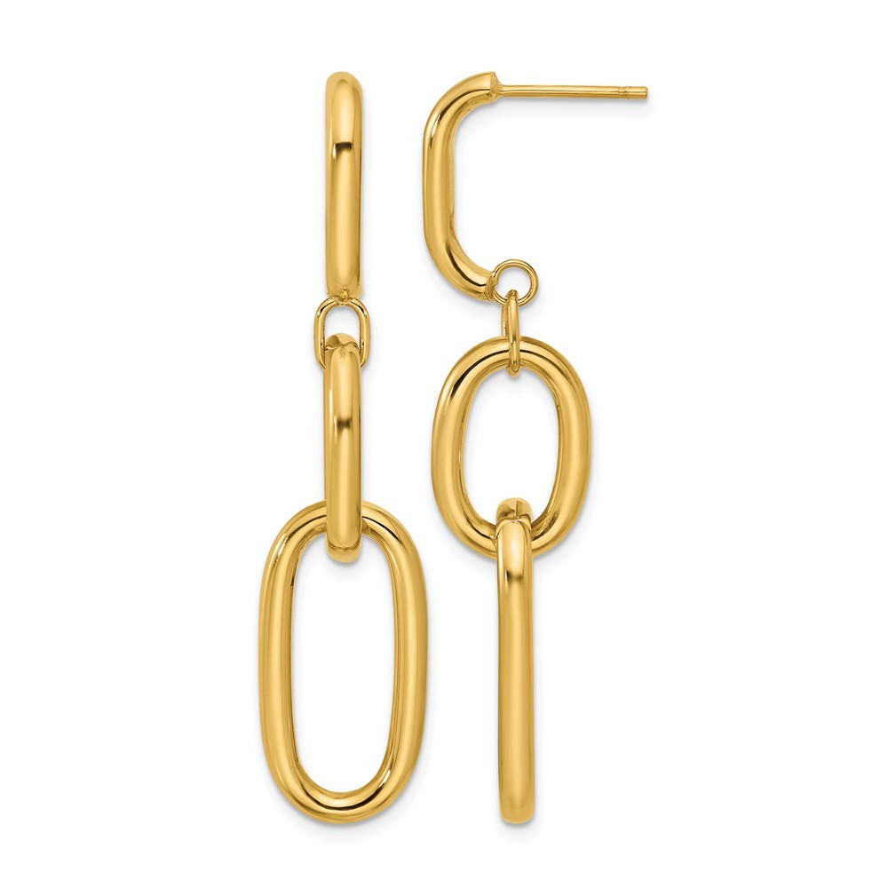 14K Yellow Gold Polished Oval Link Post Drop & Dangle Earrings L-56.25 mm 6.78gm