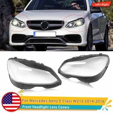 Left & Right Headlight Lens Headlamp Cover For Mercedes Benz W212 E350 2014-2016