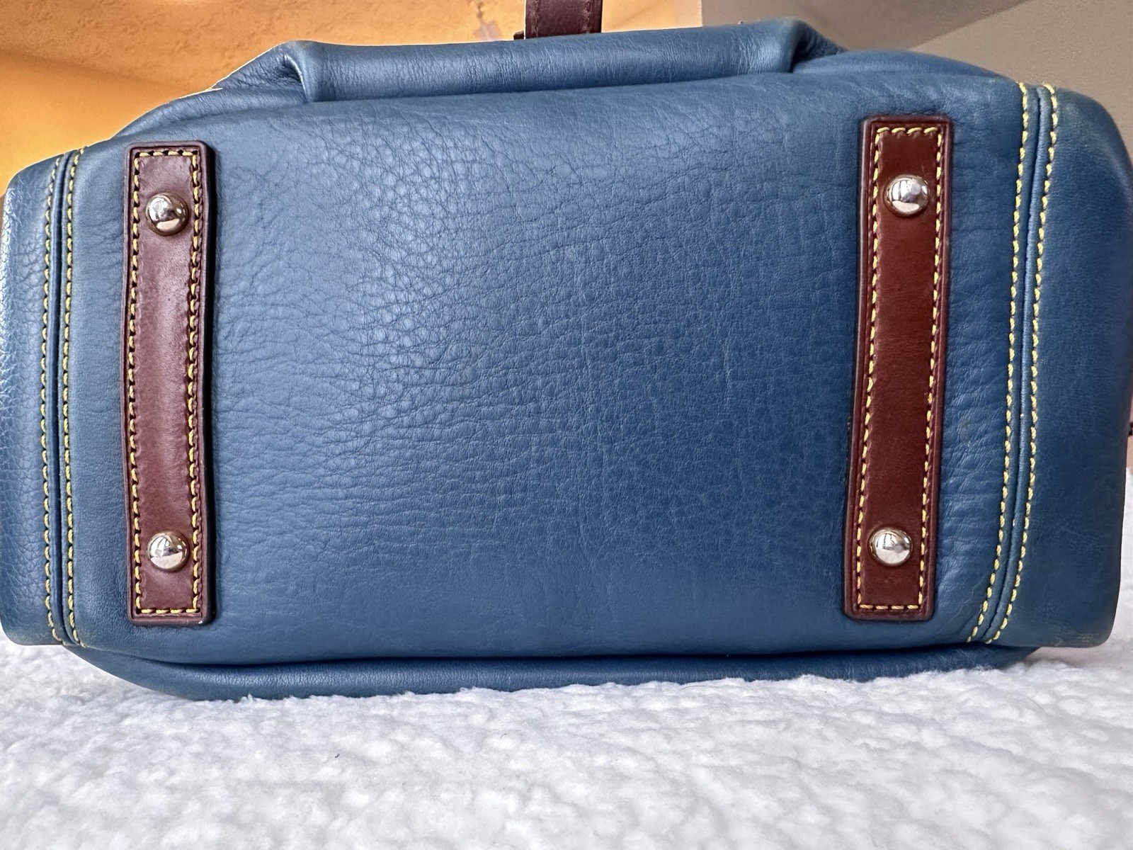 Dooney Bourke Blue Leather Drawstring Bucket Bag - image 11