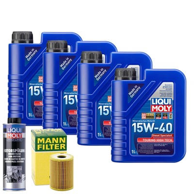Motoröl 15W40 LIQUI MOLY Touring High Tech Diesel-Öl 4L +MANN Ölfilter +Spülung