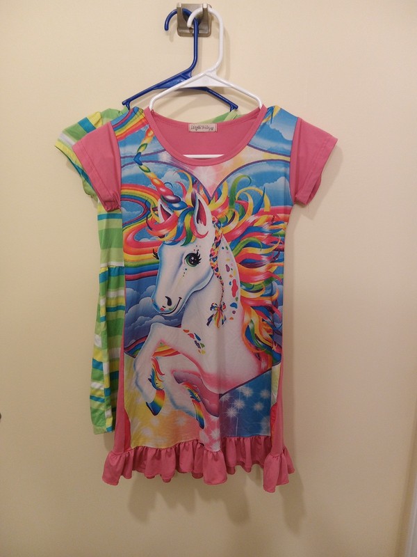 Set of 2 girls summer dresses size 5-6 pink unicorn 0048