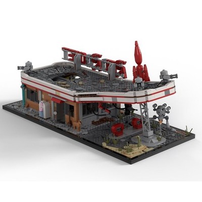Sci-Fi Red Rocket Gas Station 2020 Pieces Building Blocks Toys Set MOC-207430