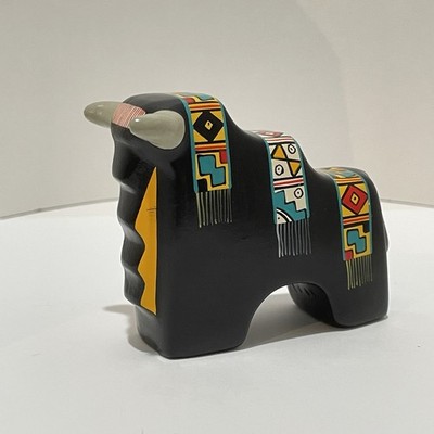 Peruvian Salas Bull Folk Art Ceramic Colorful Figurine Gift