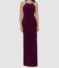Betsy  Adam Women's Red Embellished Halter Gown Dress Size 6