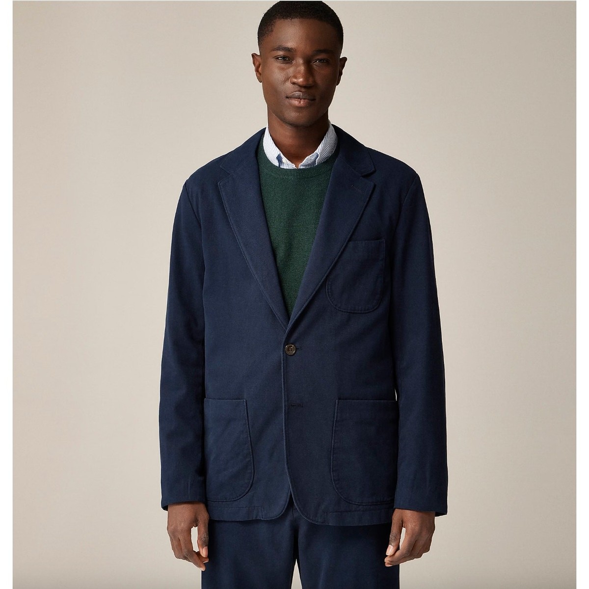 J.Crew Kenmare Relaxed Fit Suit Jacket Italian Cotton Blend Navy