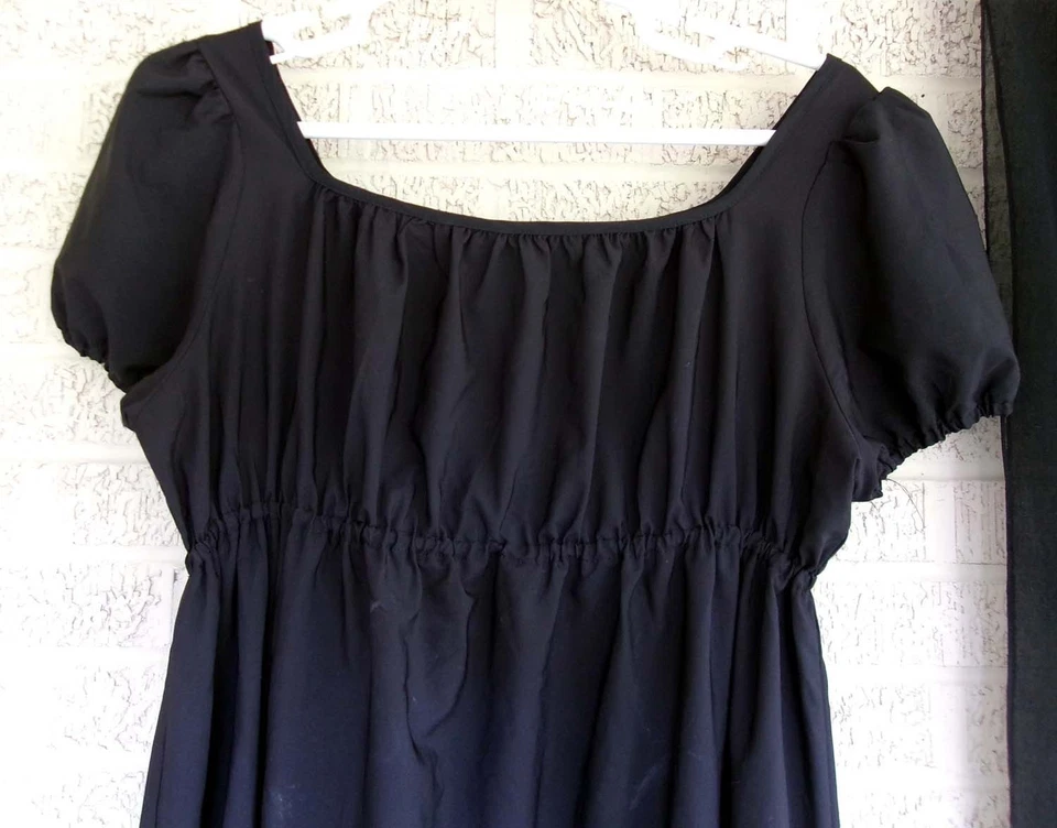 XXL Regency Costume Black Mourning Dress Shawl Bridgerton Pride & Prejudice Plus - Image 4 of 4