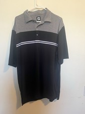 FootJoy FJ Men's Golf Polo Shirt Black/Grey Short Sleeve Size XL NWOT