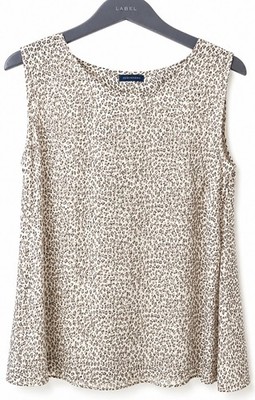 Neu Vintage Debenhams reine Seide Leopardenmuster Top 18 ärmellose Bluse