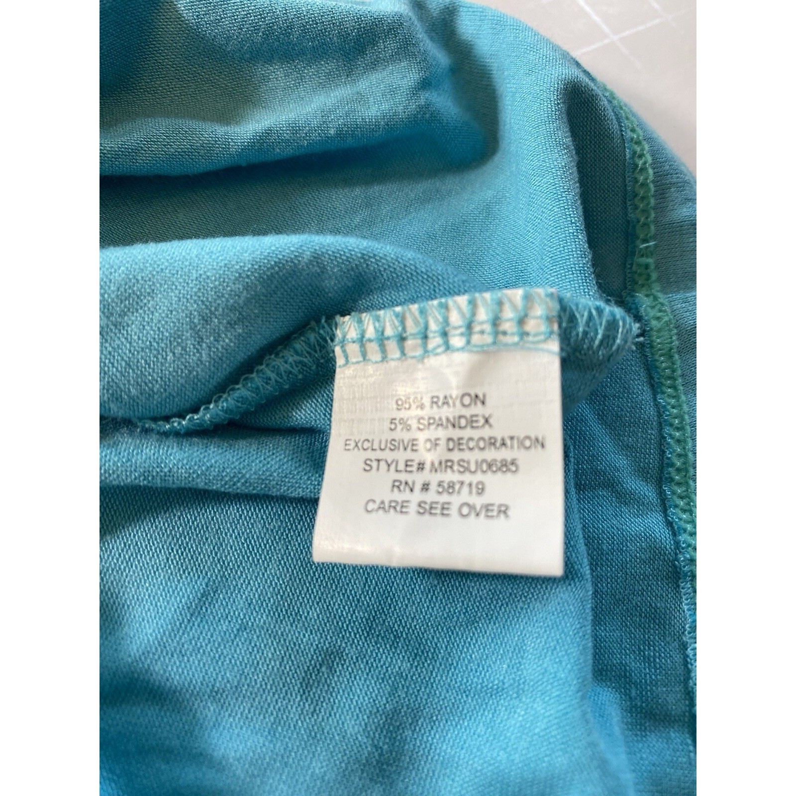 Notations Womens Top Blue Flower Accent V Neck Short Sleeve Casual NWT