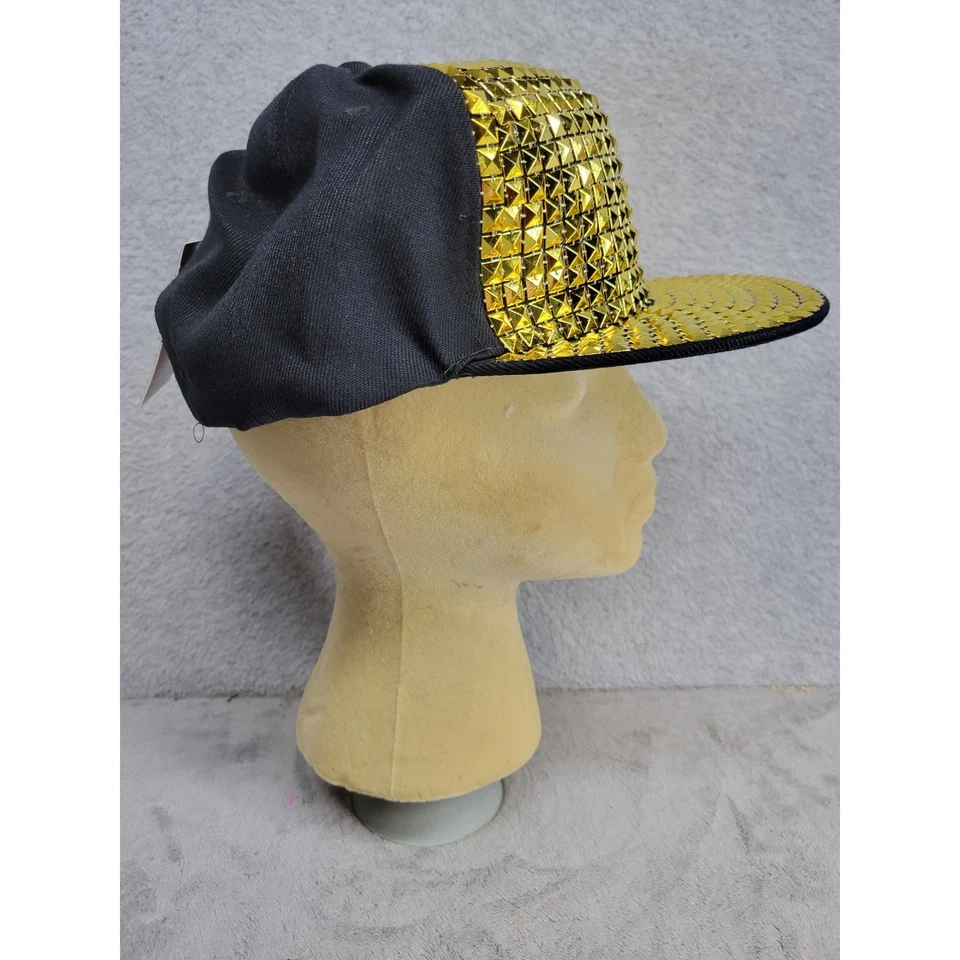 Gorra de béisbol ajustable con lentejuelas doradas con cierre a presión Disfraz de fiesta Brillante Foto 2 de 4