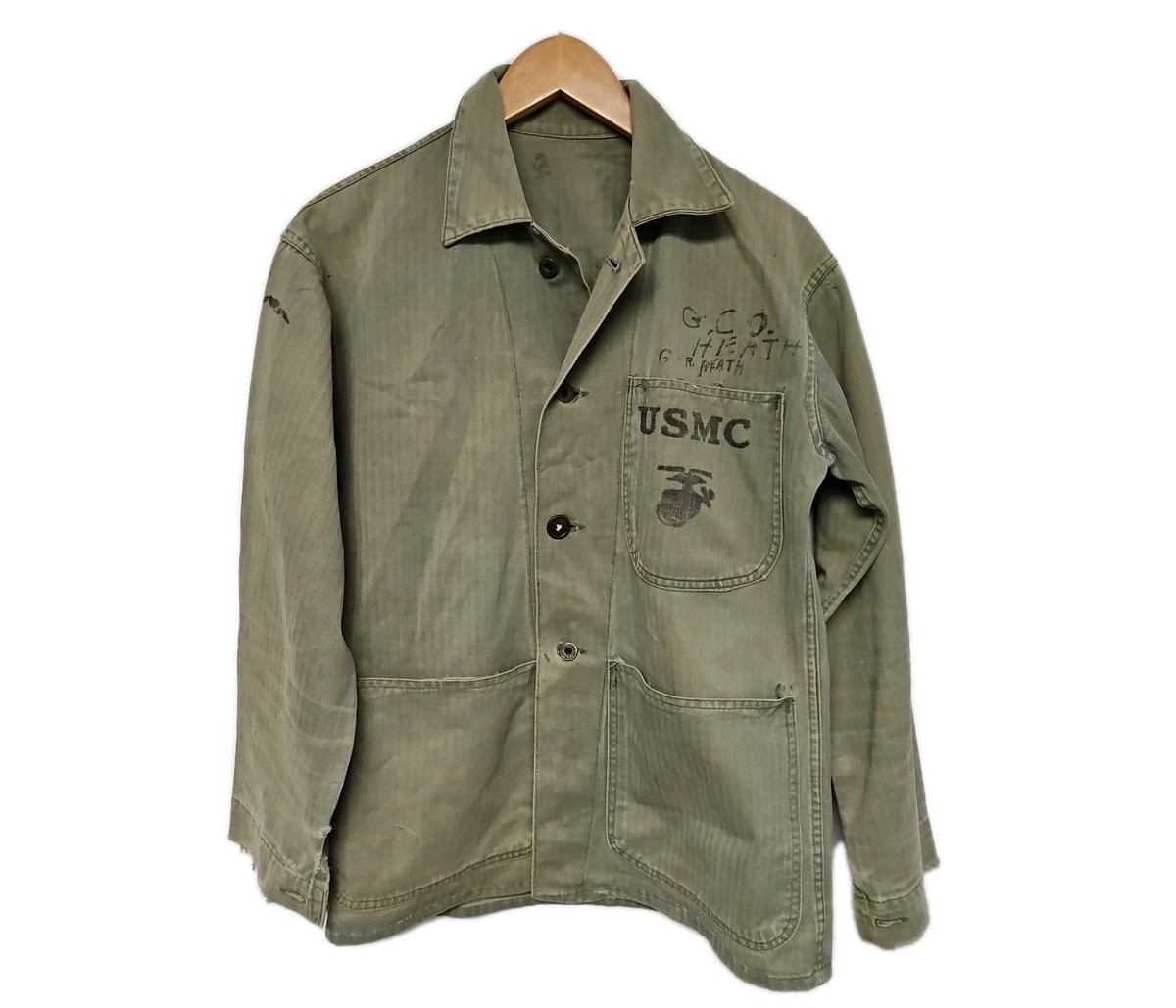 極上　40s USMC P-41 HBT ジャケット P41 ヴィンテージ　大戦 Vtg 40s HBT USMC P41 Shirt/Jacket WW2 US Military WWII P-1941 OD