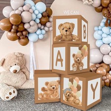 Baby Boxes for Baby Shower, Teddy Bear Baby Shower Boxes for Gender Reveal Party
