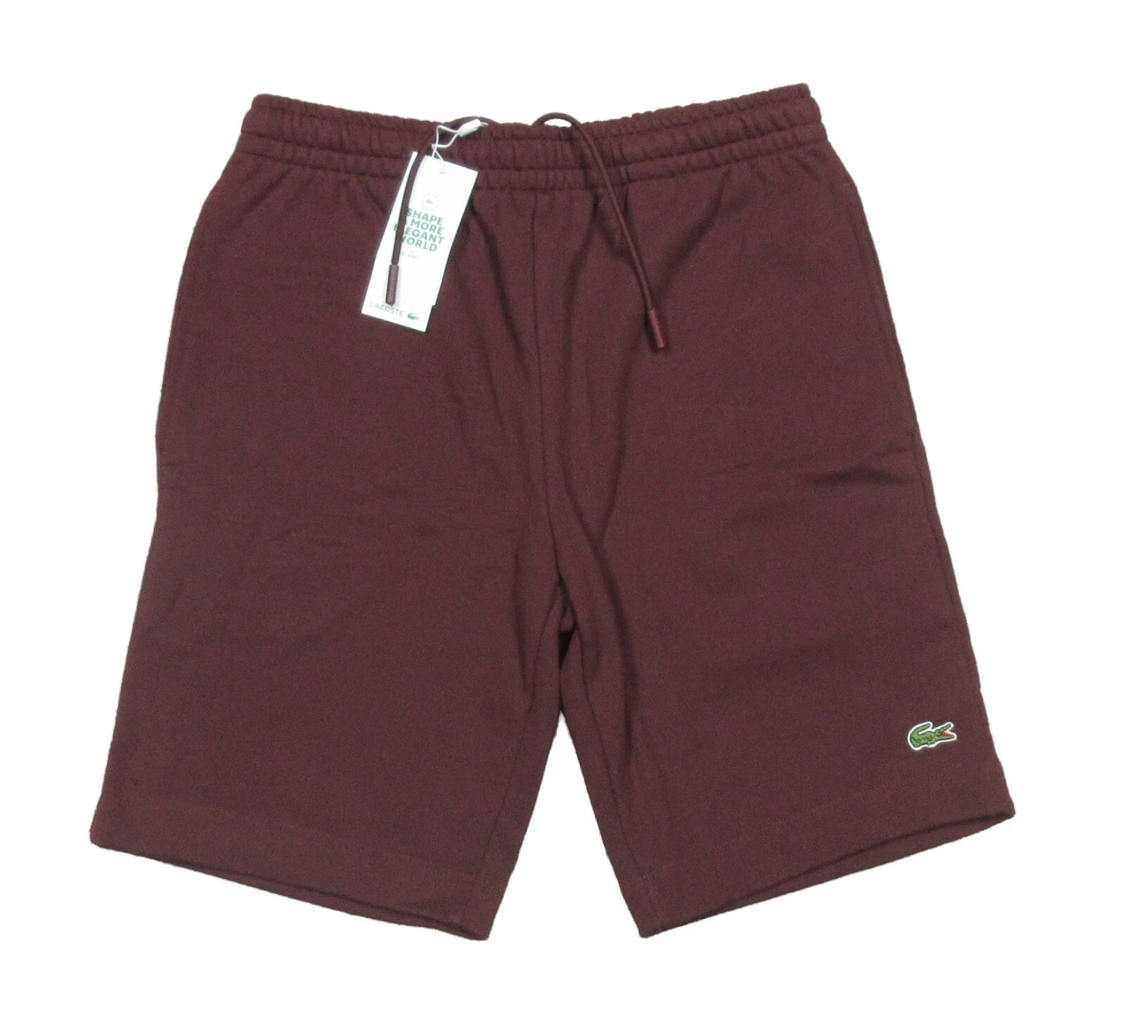 Lacoste Men's Bordeaux Red Cotton Fleece Regular Fit Shorts