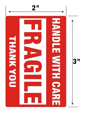 4 Rolls 2"x3" Fragile Sticker Handle With Care Adhesive Shipping Labels 500/Roll - Picture 4 of 6