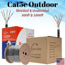 CAT5e CAT5 Outdoor Ethernet Bulk Cable 500ft 1000ft UTP FTP Direct Burial Solid