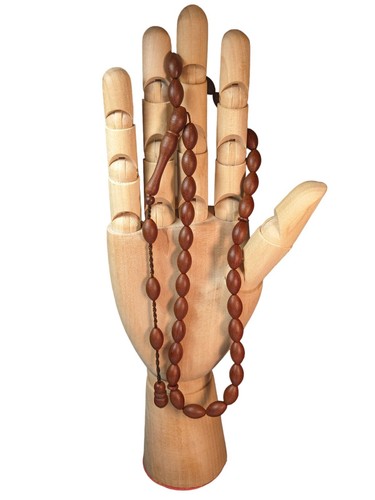 Turkish Brown Fiber Prayer Beads Oval Yerli Tesbih, Tasbih Misbaha Subha 433 - Picture 11 of 16