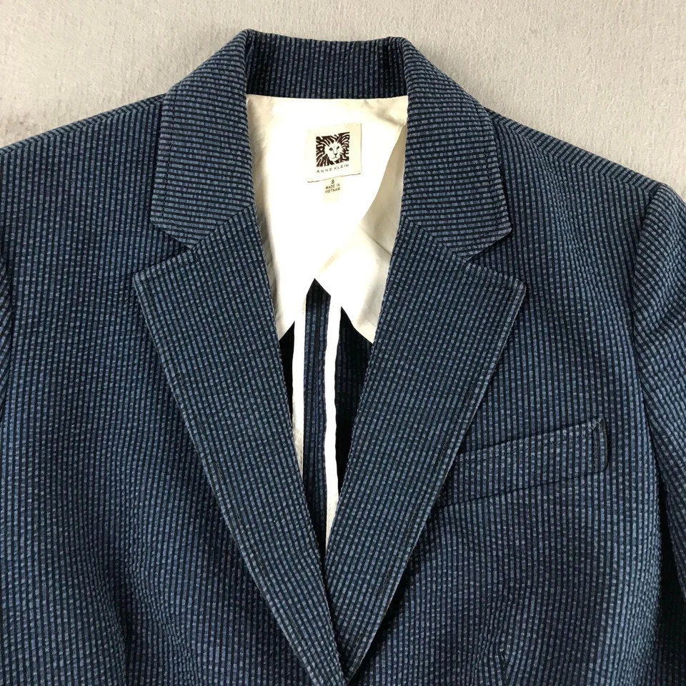 Blazer Anne Klein Mujer 8 Azul Pana Forrado Almohadillas para los Hombros Abrigo Abotonado Foto 2 de 4