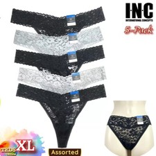 NWT 5-Pack INC International Concepts Women's XL Lace Thong Underwear Assorted