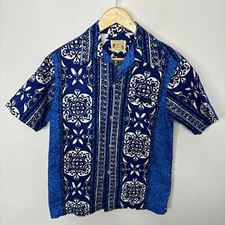 Polynesian Bazaar Vintage 60s Hawaiian shirt Made in Hawaii Men S Blue