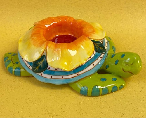 Turtle Floral Tealight Candle Holder COME DREAM WITH ME Diane Artware 7”L 🌼 🐢 - Picture 8 of 10