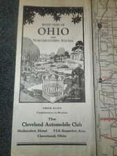 1930s OHIO Road Map & NORTHEAST US Sandusky Bay Bridge CLEVELAND AUTOMOBILE CLUB