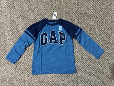 GAP boys Blue longsleeve cotton crew neck tee Sz 5 NWT