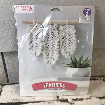 Leisure Arts 3 Piece Macrame Project Kit  Feathers  NEW