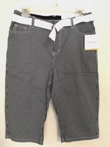 Croft & Barrow Womens Shorts 6 Black White Bermuda Natural Fit Stretch Check