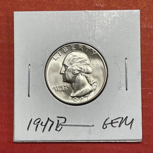 1947 D Washington Silver Quarter, Gem Uncirculated.
