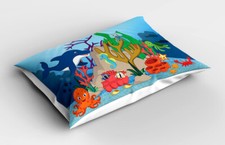 Deep Sea Pillow Sham Dolphin Octopus Seahorse