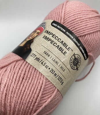 1 Skein Loops & Threads Impeccable Yarn Color Soft Rose Worsted 4.5 OZ Hat