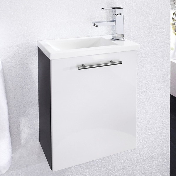 Waschtisch Mit Unterschrank Waschbecken Hochglanz GäSte Wc Badezimmer Bad-MöBel-image