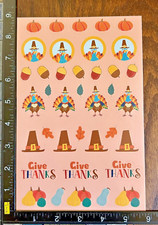 THANKS GIVING, FALL, TURKEY, PUMPKINS, CORN, ONE SHEET BEAUTIFUL STICKERS FAL05