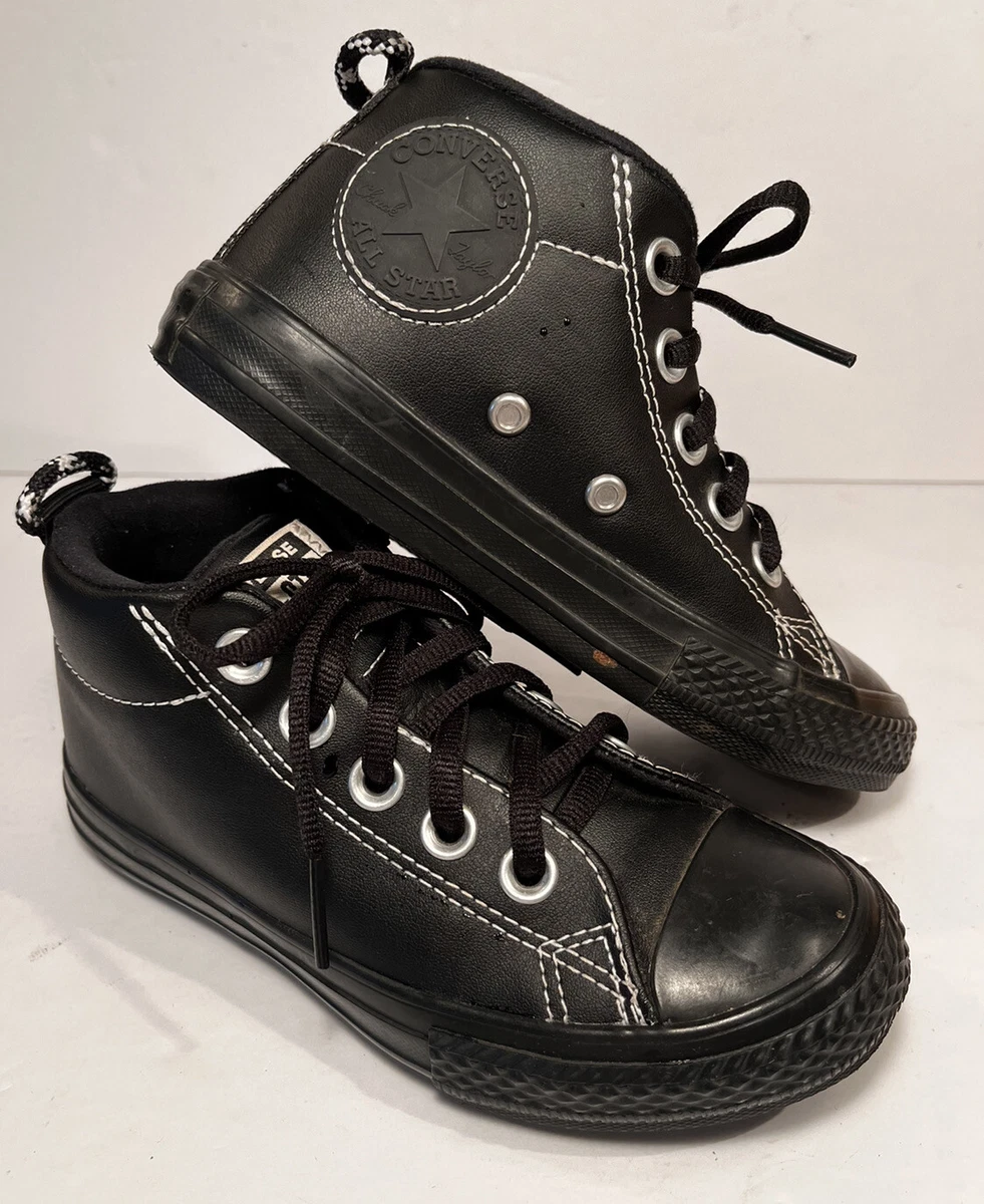 Boys black hotsell leather converse