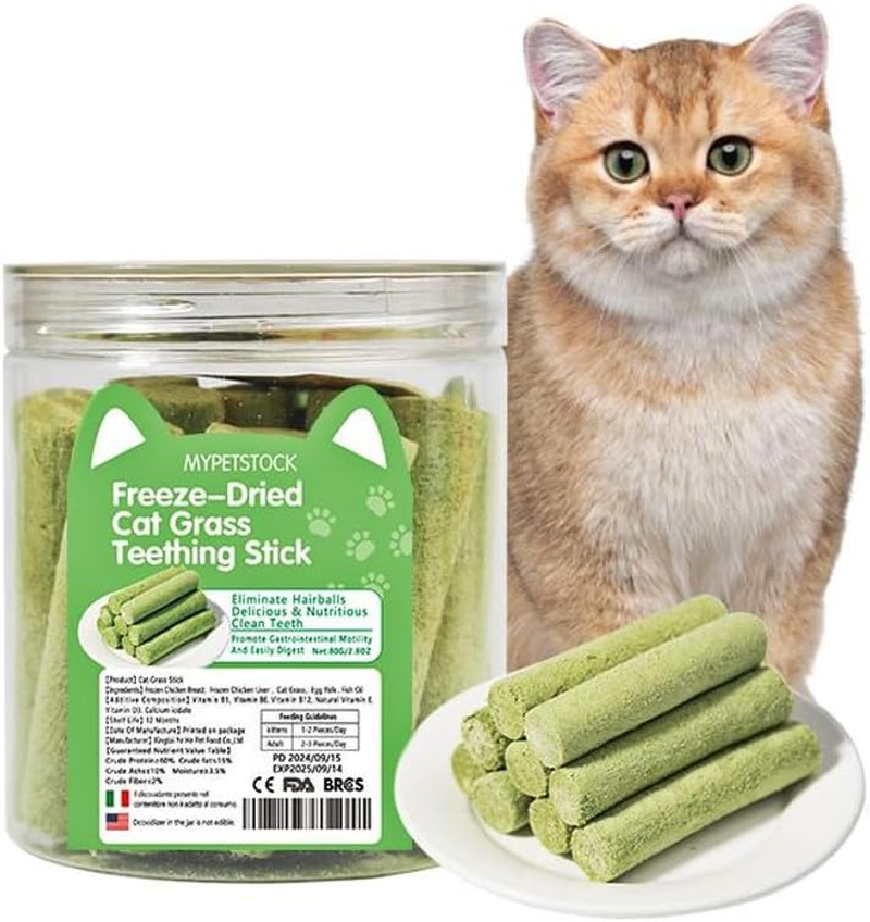 ® Bastoncini di Erba Gatta, Erba per Gatti, Barattolo 80g Riduce Stress, Miglior - 1